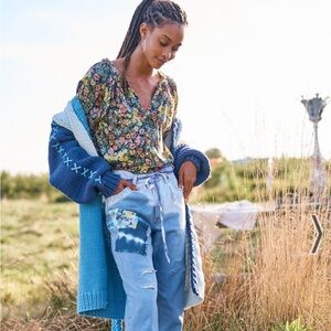 Loveshackfancy fancy Long Sleeve Blouse Size XS In Moonlit Garden Silk Blend Top